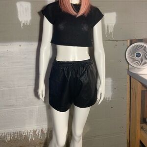 Mittoshop Faux Leather Drawstring Shorts